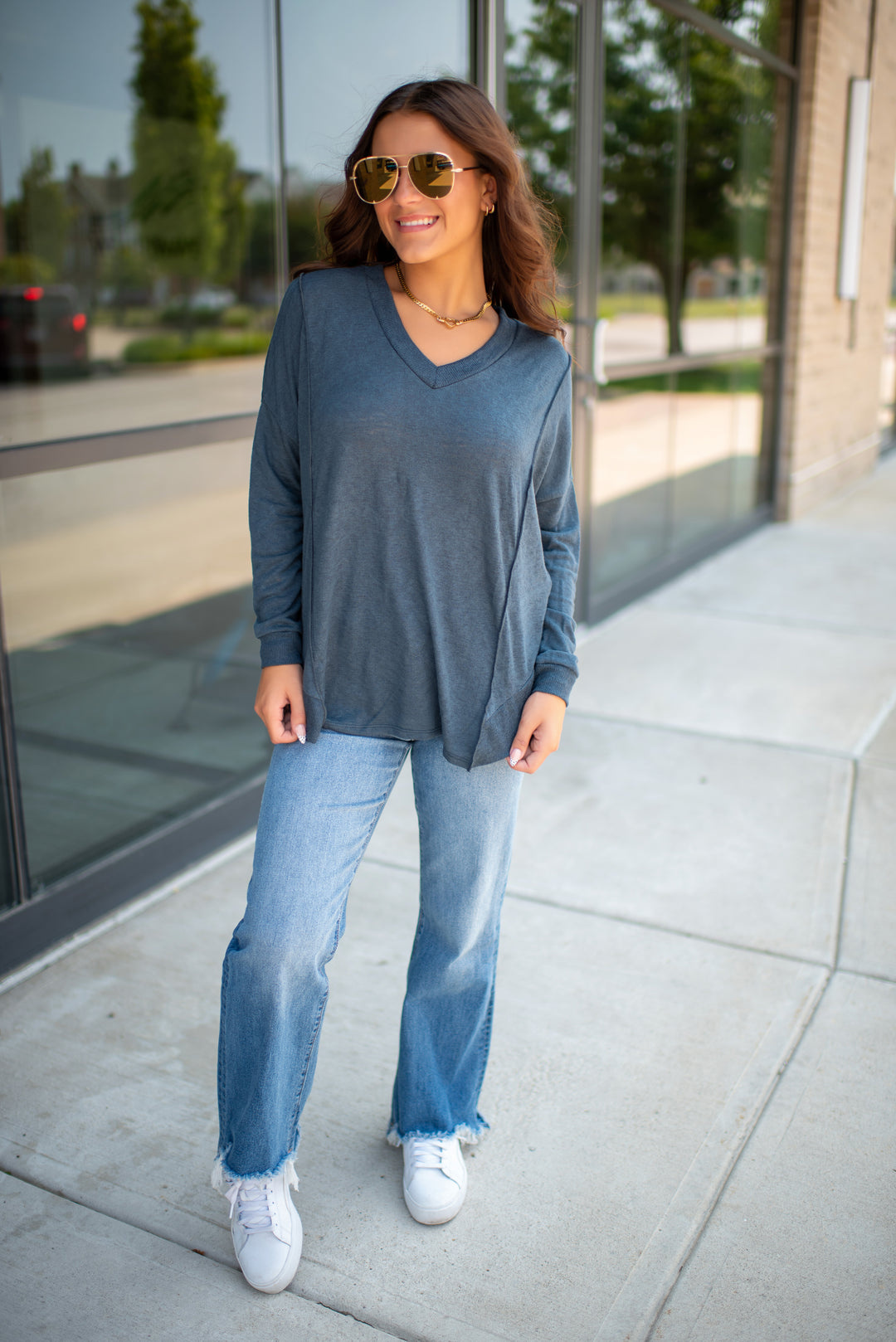 Moon Light Long Sleeve Top (Navy)