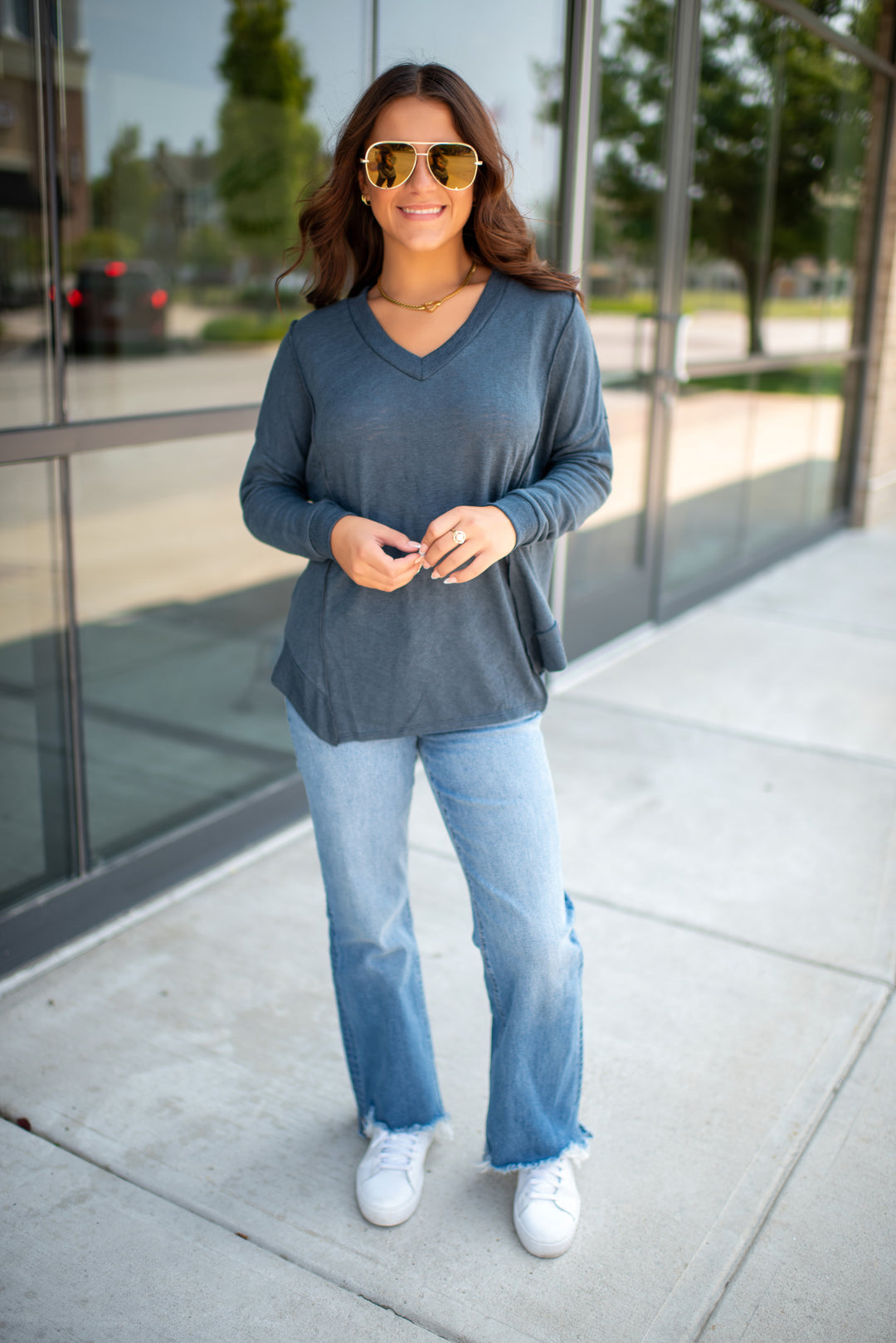 Moon Light Long Sleeve Top (Navy)