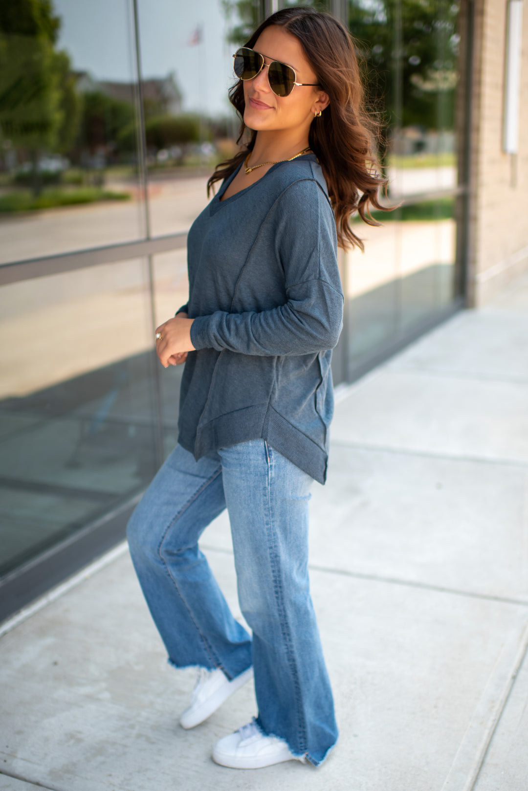 Moon Light Long Sleeve Top (Navy)