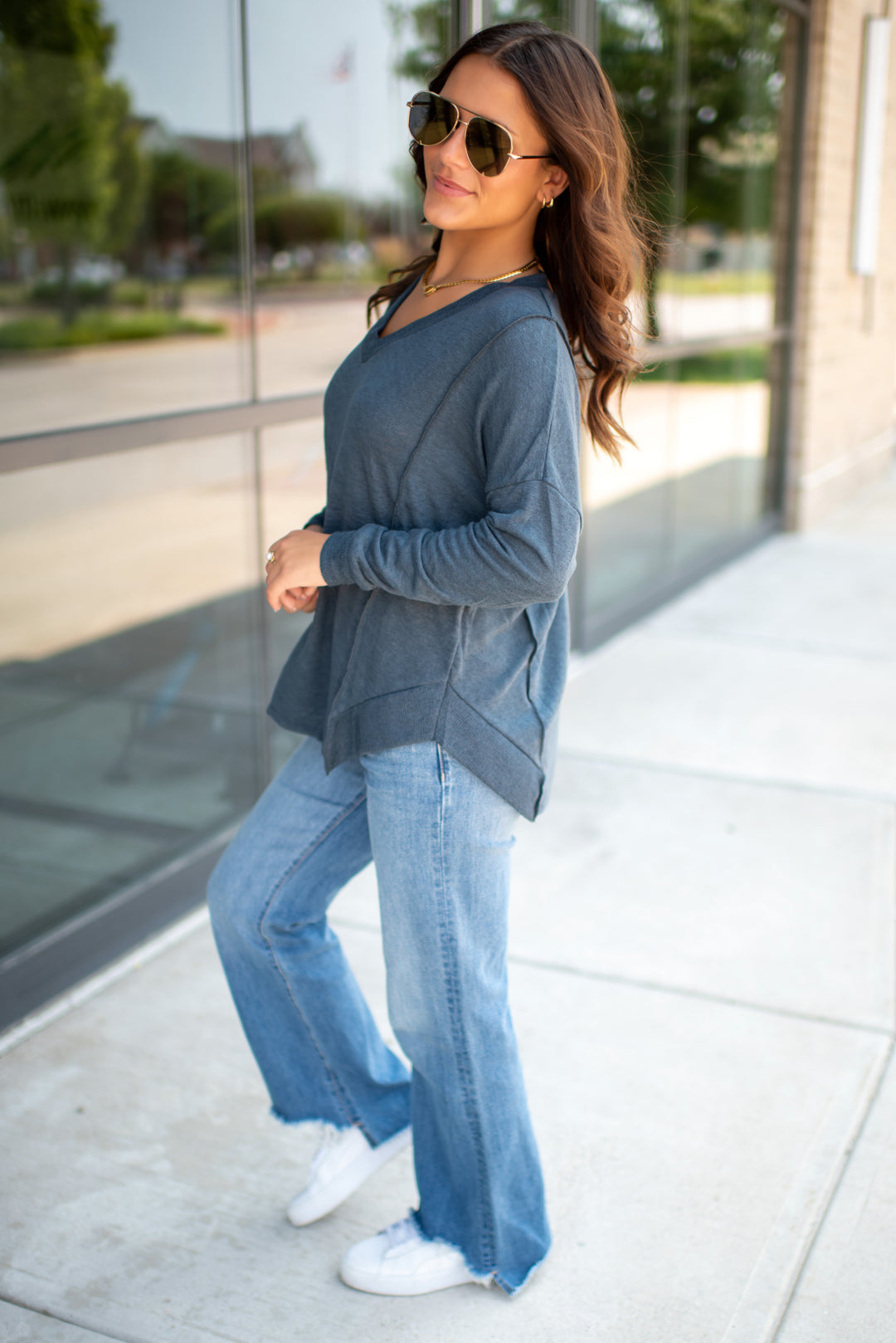 Moon Light Long Sleeve Top (Navy)