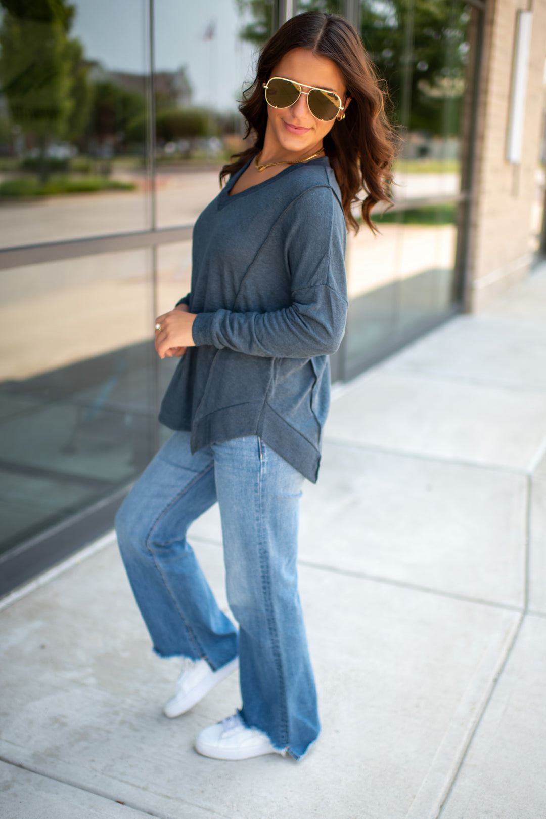 Moon Light Long Sleeve Top (Navy)