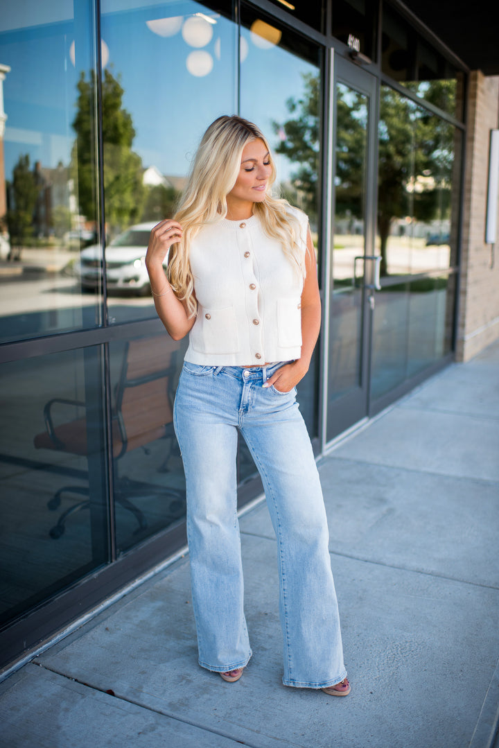 Sweater Weather Sleeveless Top (Cream)