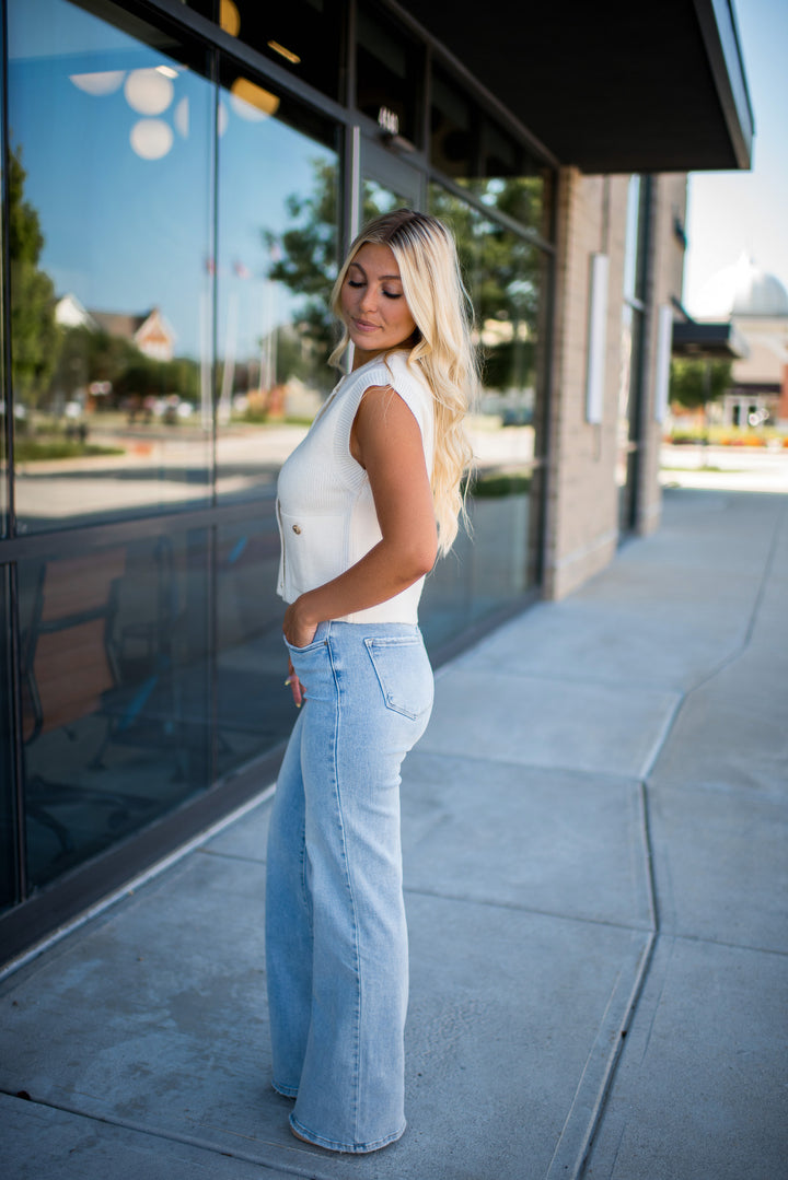 Sweater Weather Sleeveless Top (Cream)