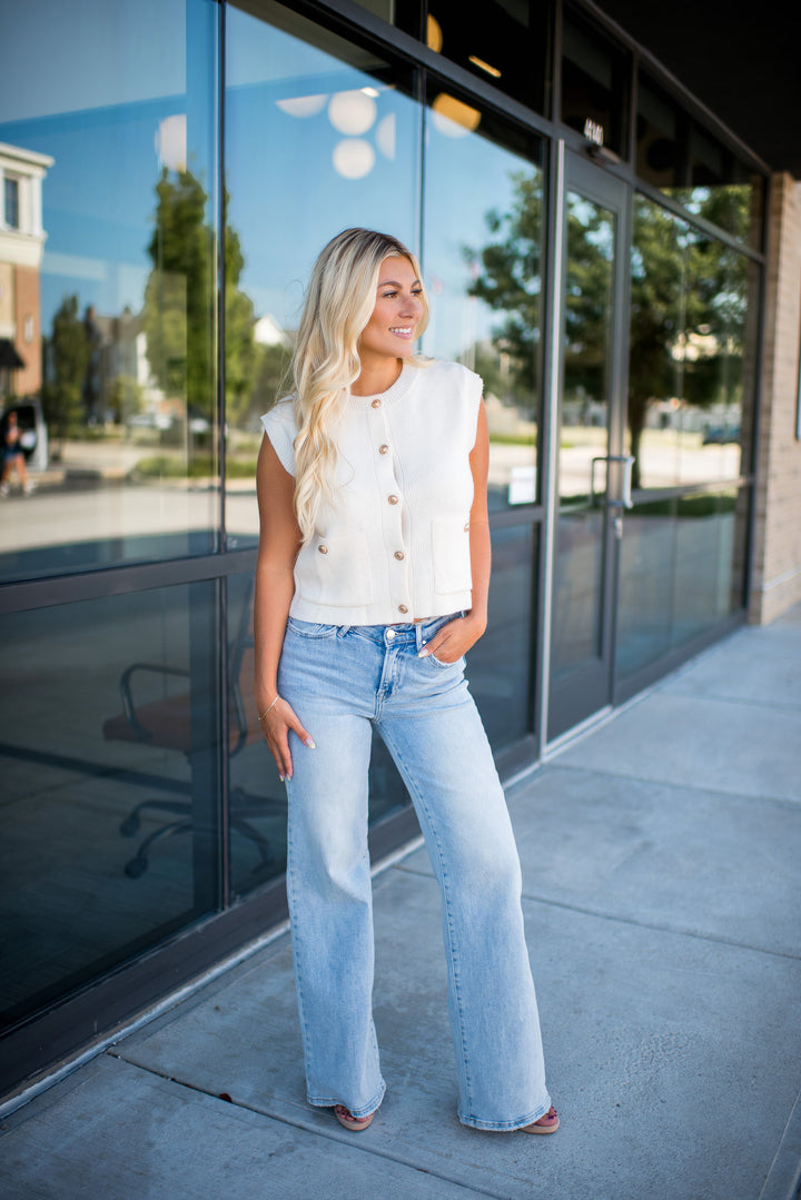 Sweater Weather Sleeveless Top (Cream)