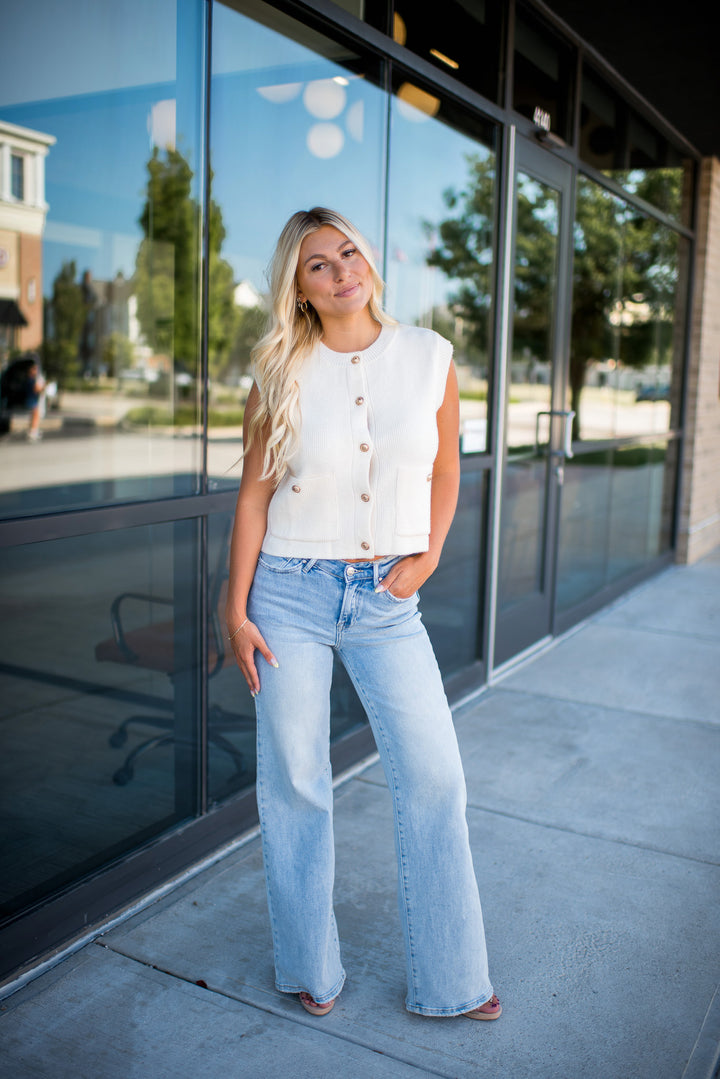 Sweater Weather Sleeveless Top (Cream)