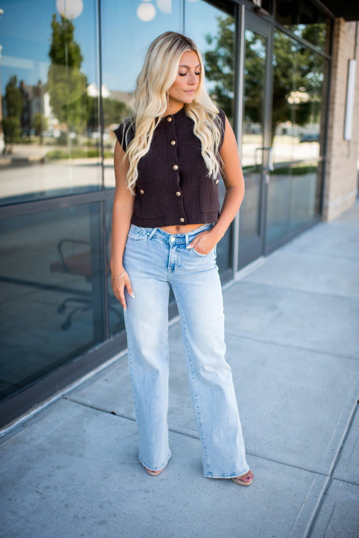 Sweater Weather Sleeveless Top (Brown)