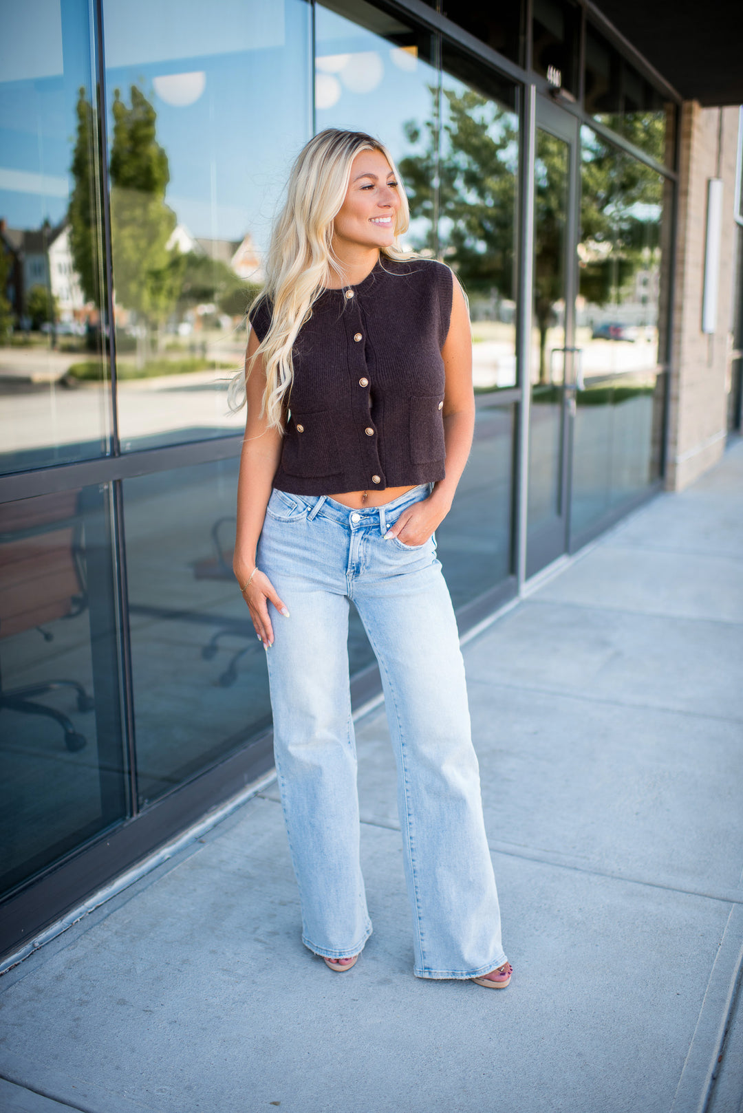 Sweater Weather Sleeveless Top (Brown)