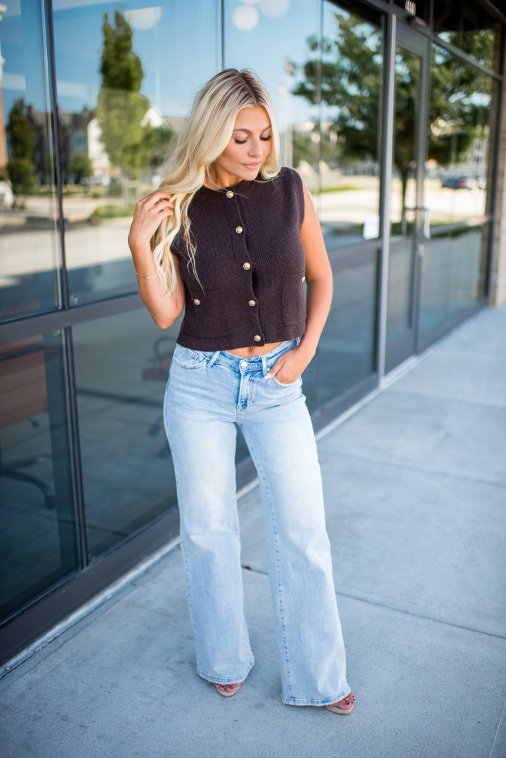 Sweater Weather Sleeveless Top (Brown)