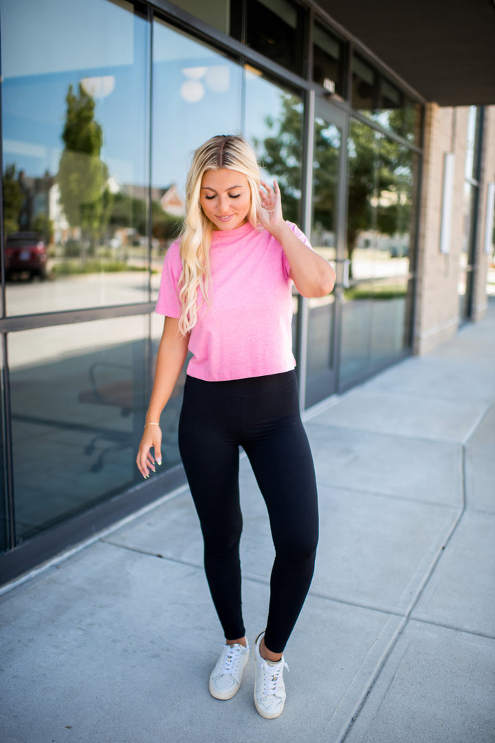 Kori Cropped Tee (Heather Fuchsia)