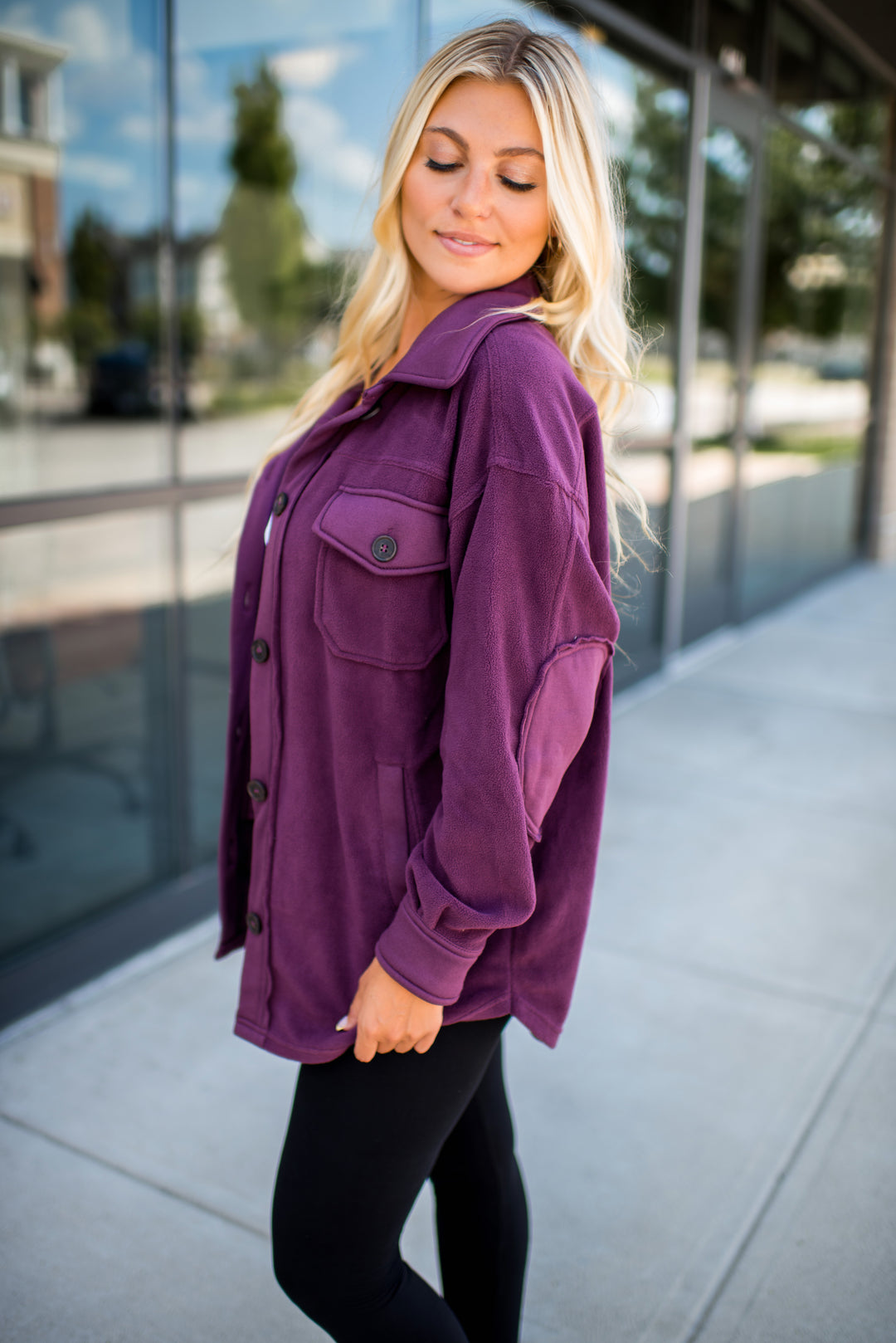 Hallie Fleece Shacket (Eggplant)