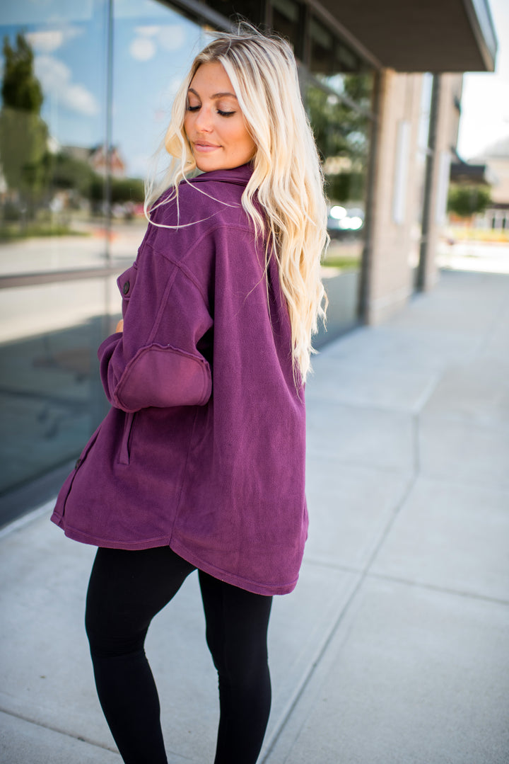 Hallie Fleece Shacket (Eggplant)