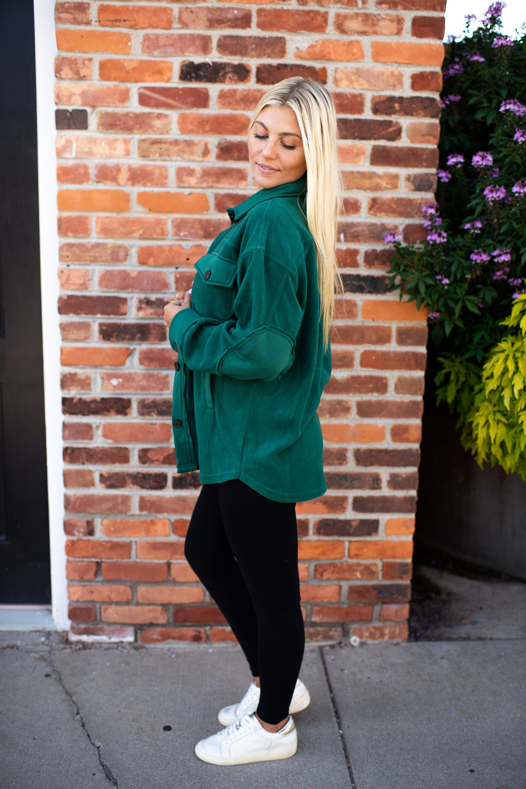 Hallie Fleece Shacket (Hunter Green)