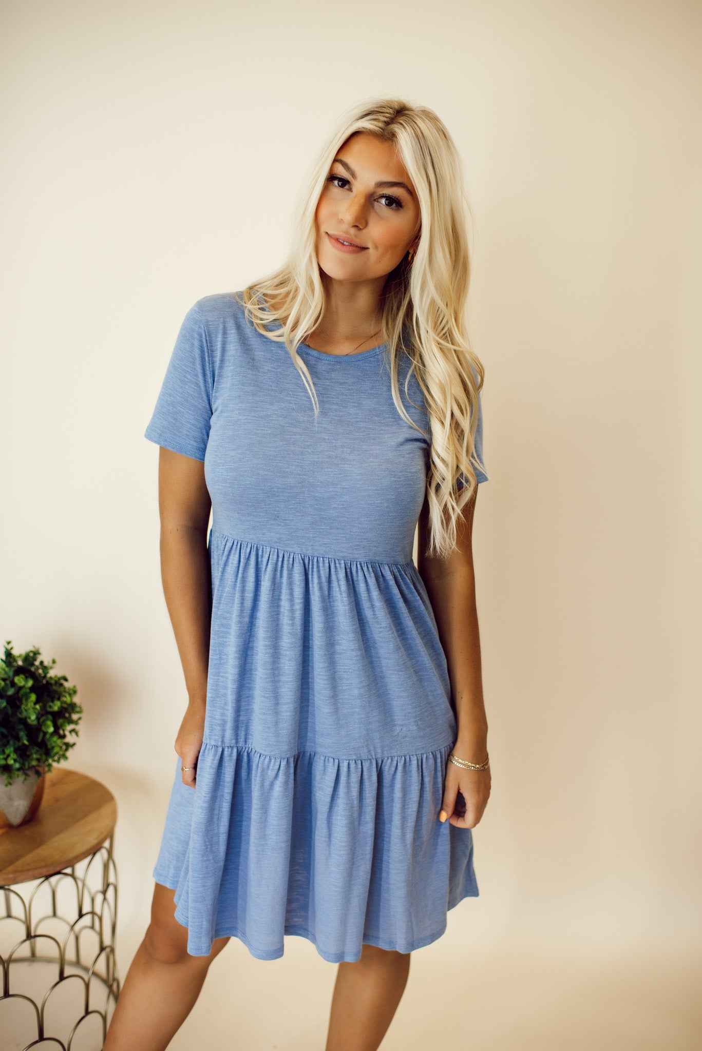 Made For Sunny Days Tiered Babydoll Dress (Navy)