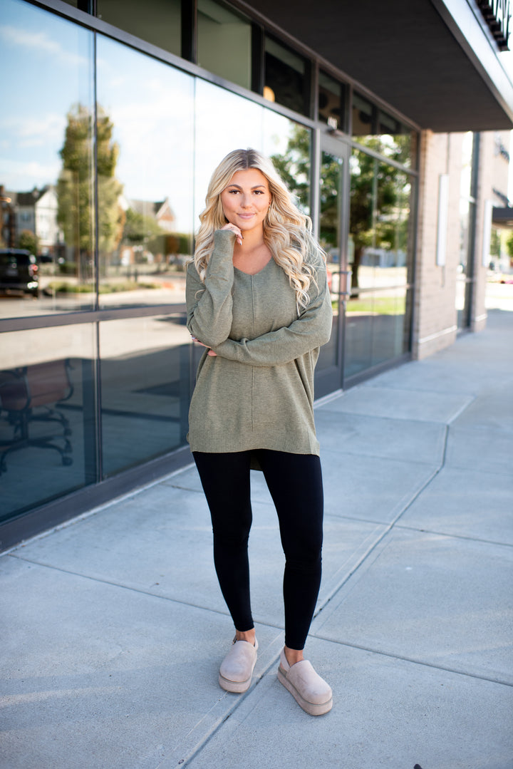 All The Good Things Sweater (Heather Olive)