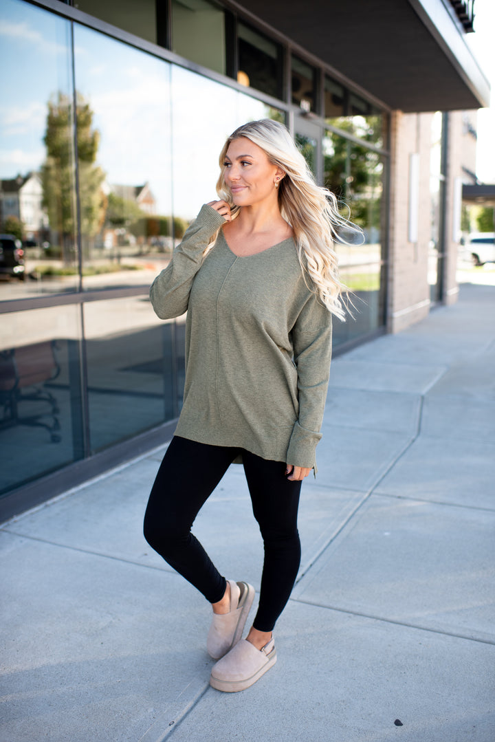All The Good Things Sweater (Heather Olive)