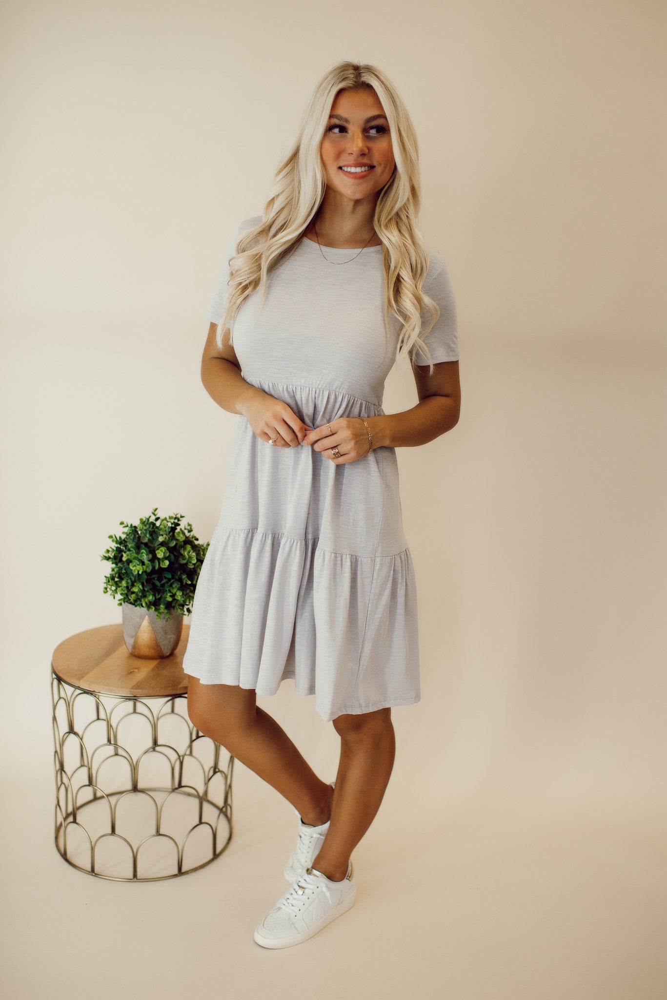 Made For Sunny Days Tiered Babydoll Dress (Grey)