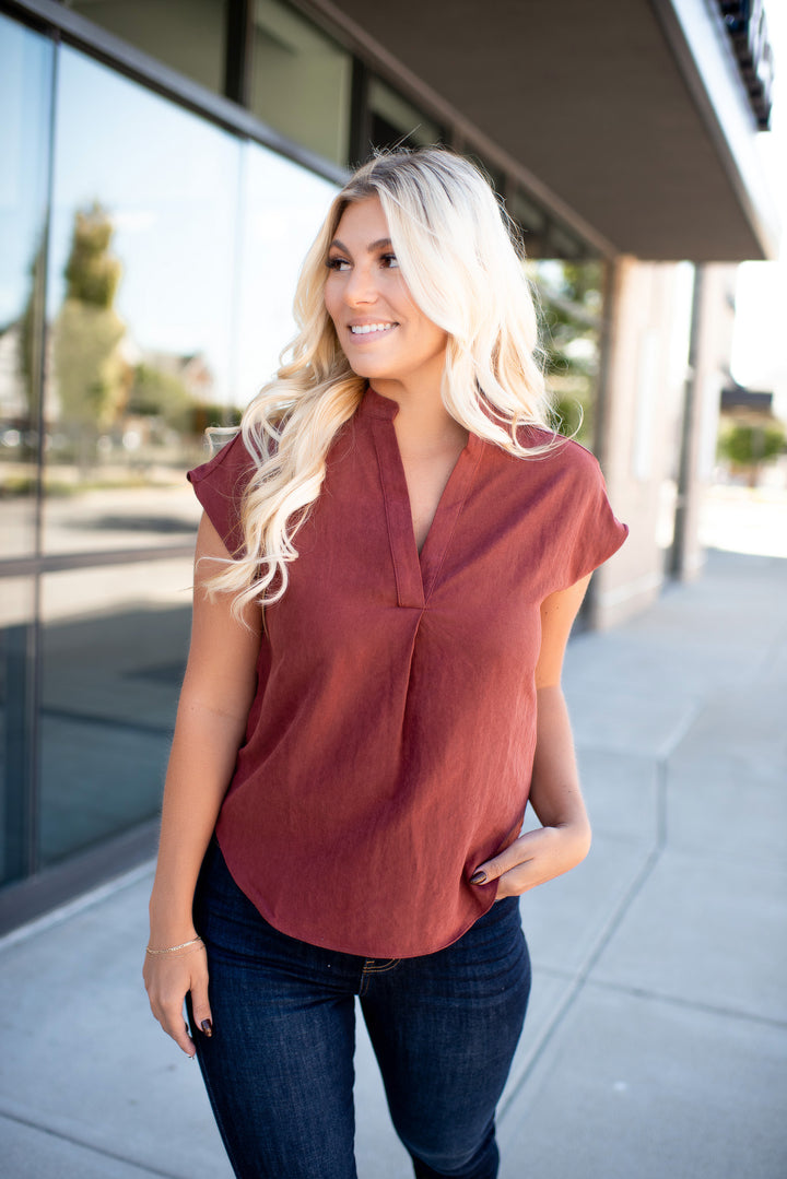 Soft & Sweet Blouse (Deep rust)