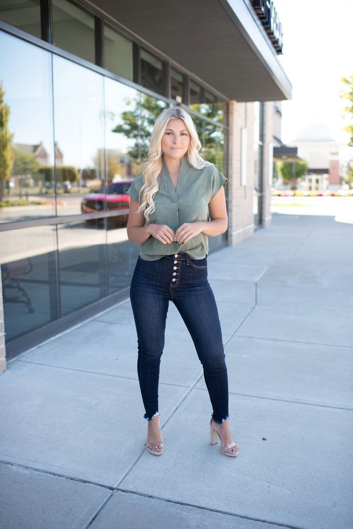 Soft & Sweet Blouse ( Deep Olive)