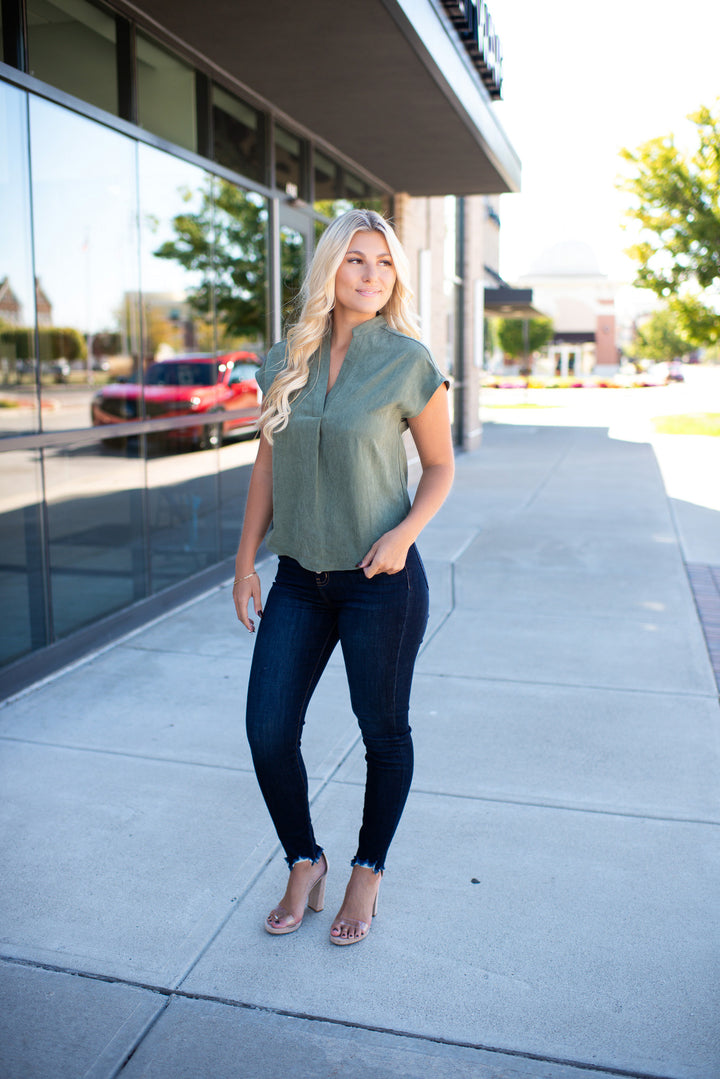 Soft & Sweet Blouse ( Deep Olive)