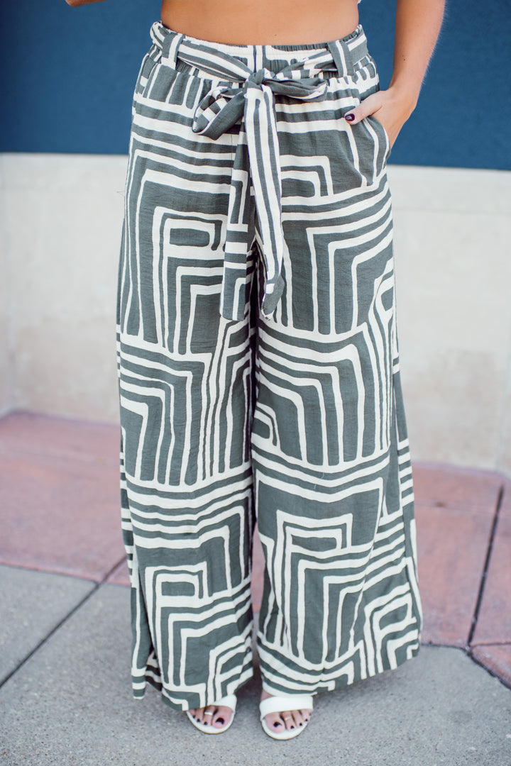 Geometric Shade Pants (Olive)