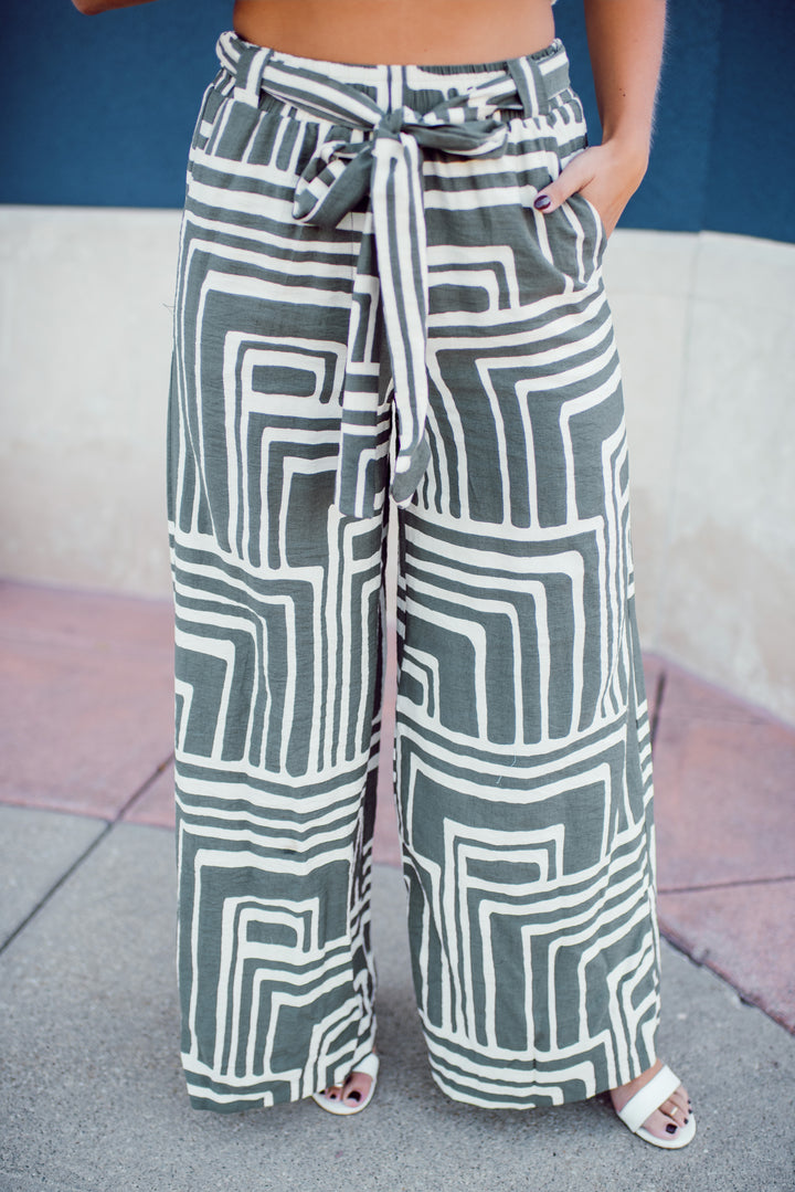 Geometric Shade Pants (Olive)