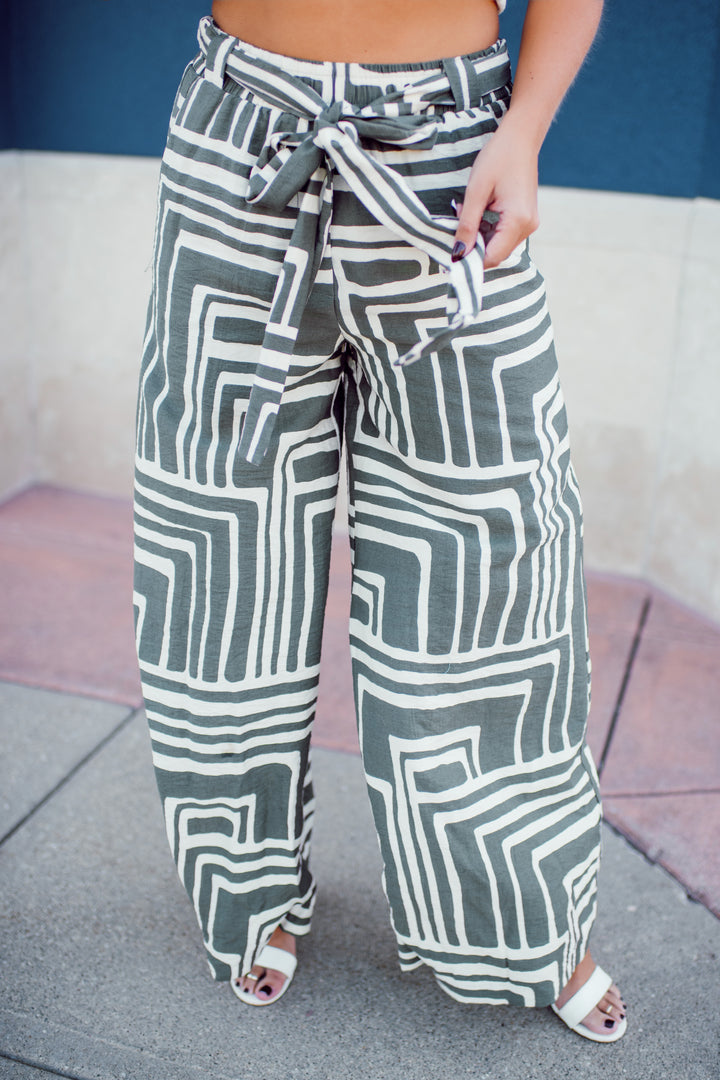 Geometric Shade Pants (Olive)