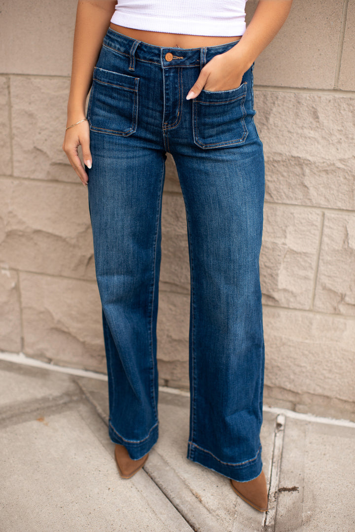 Nora High Rise Wide Jeans (Dark Denim)
