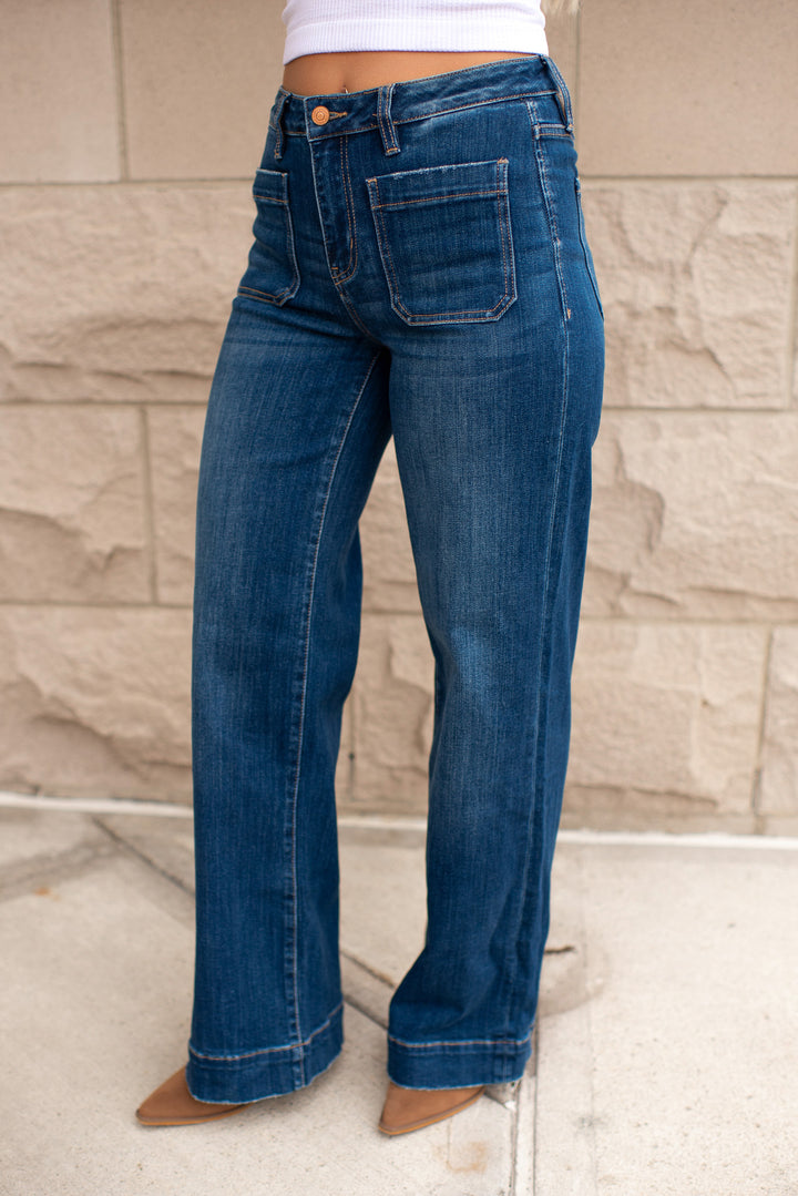 Nora High Rise Wide Jeans (Dark Denim)
