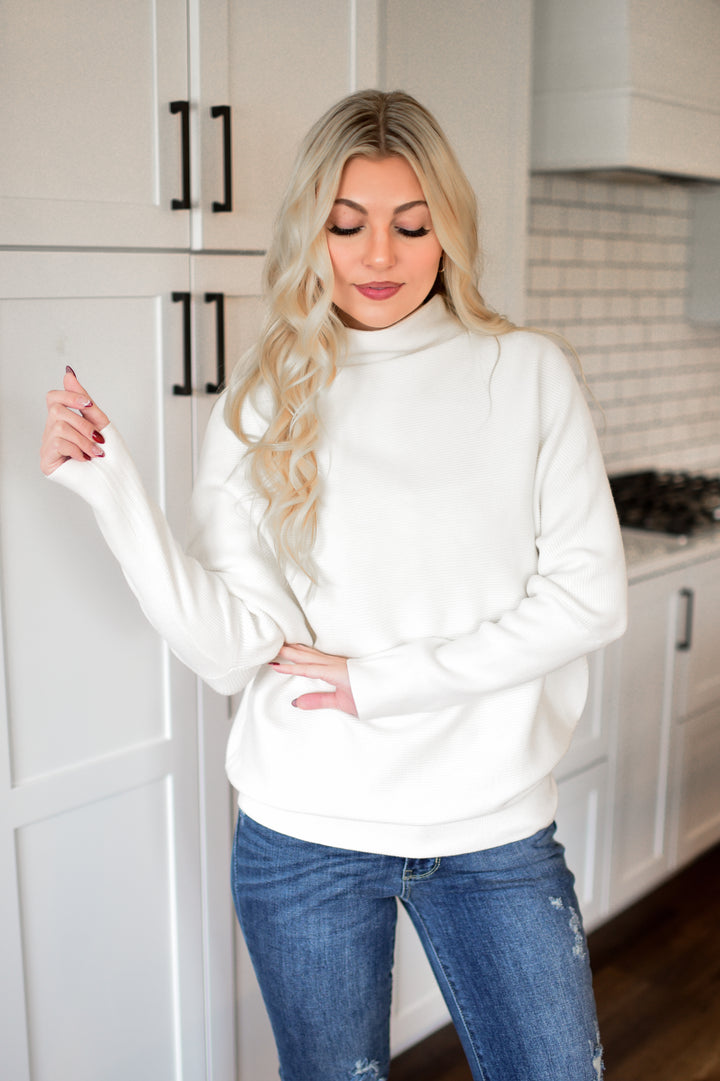 Off-Duty Mock Neck Sweater (Ivory)