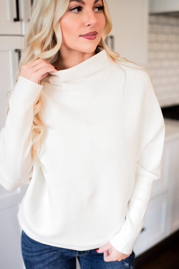 Off-Duty Mock Neck Sweater (Ivory)