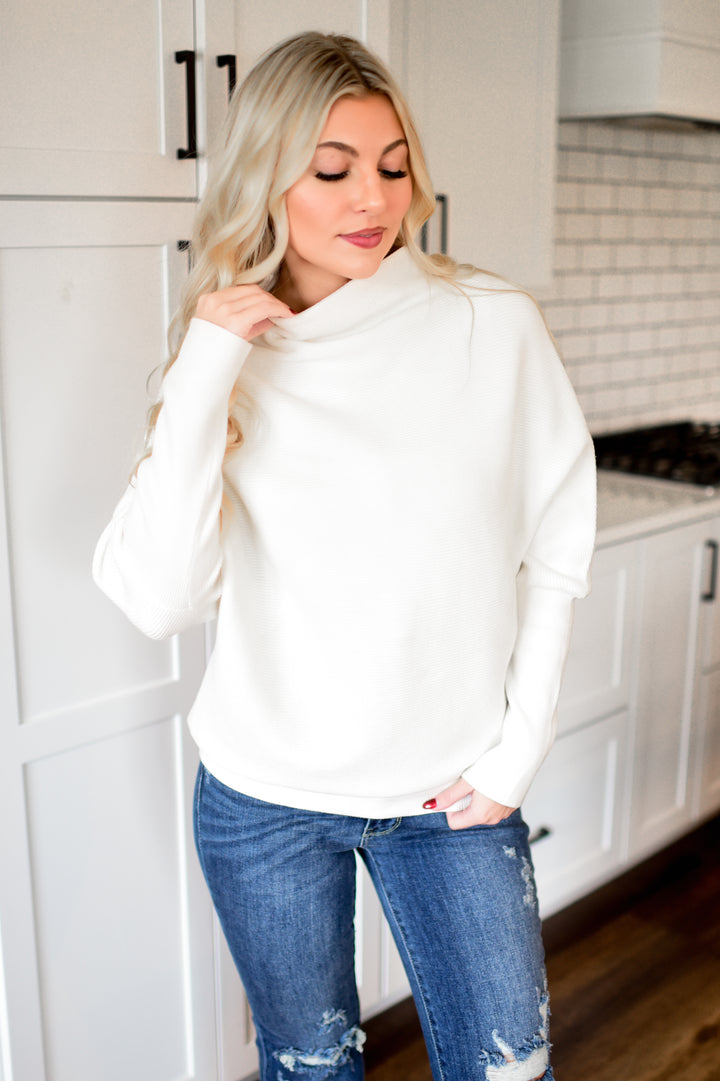 Off-Duty Mock Neck Sweater (Ivory)