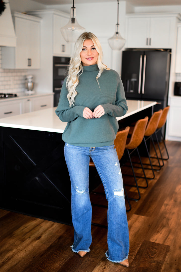 Off-Duty Mock Neck Sweater (Jade)