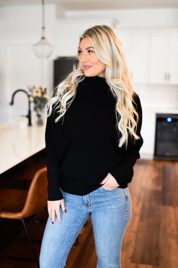 Off-Duty Mock Neck Sweater (Black)