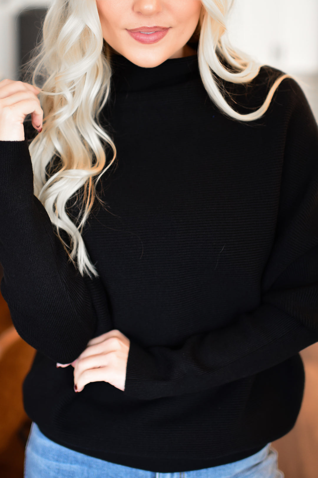 Off-Duty Mock Neck Sweater (Black)