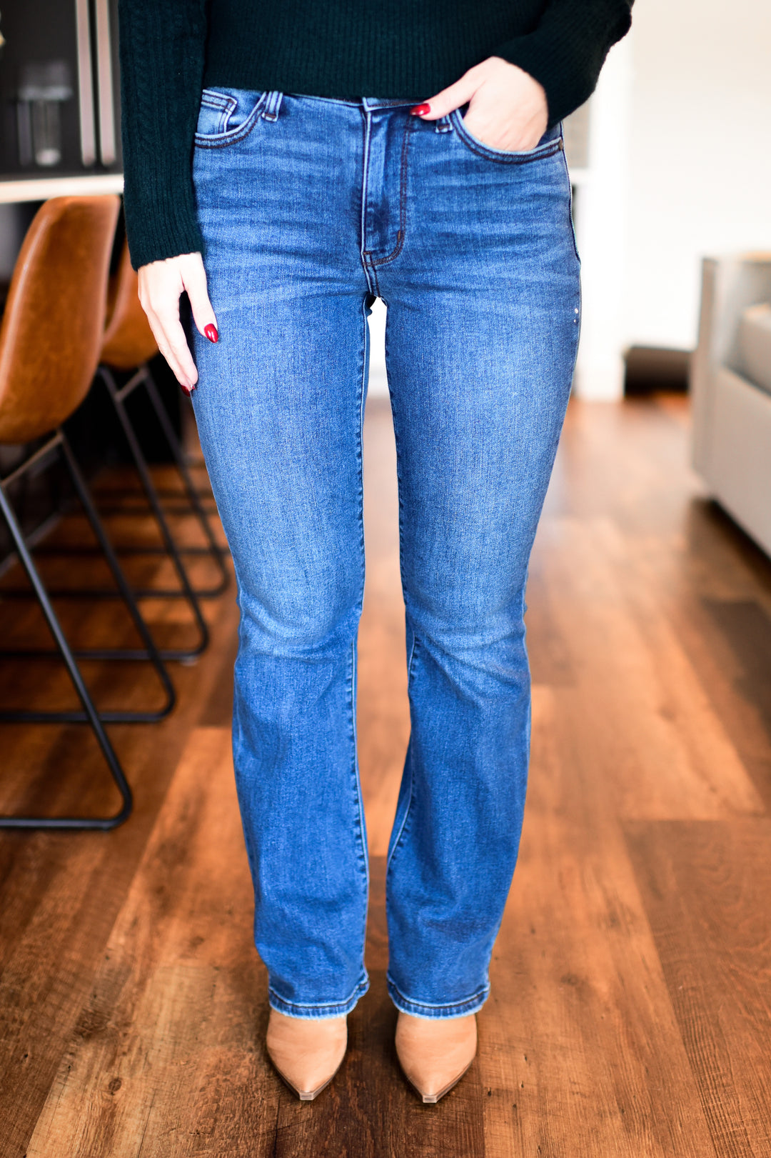 Judy Blue Thermal Bootcut Denim Jeans (Dark)
