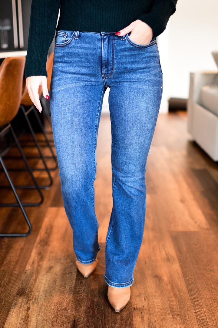 Judy Blue Thermal Bootcut Denim Jeans (Dark)