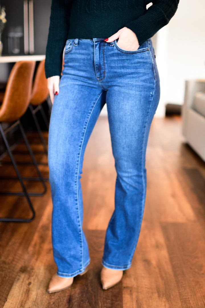 Judy Blue Thermal Bootcut Denim Jeans (Dark)