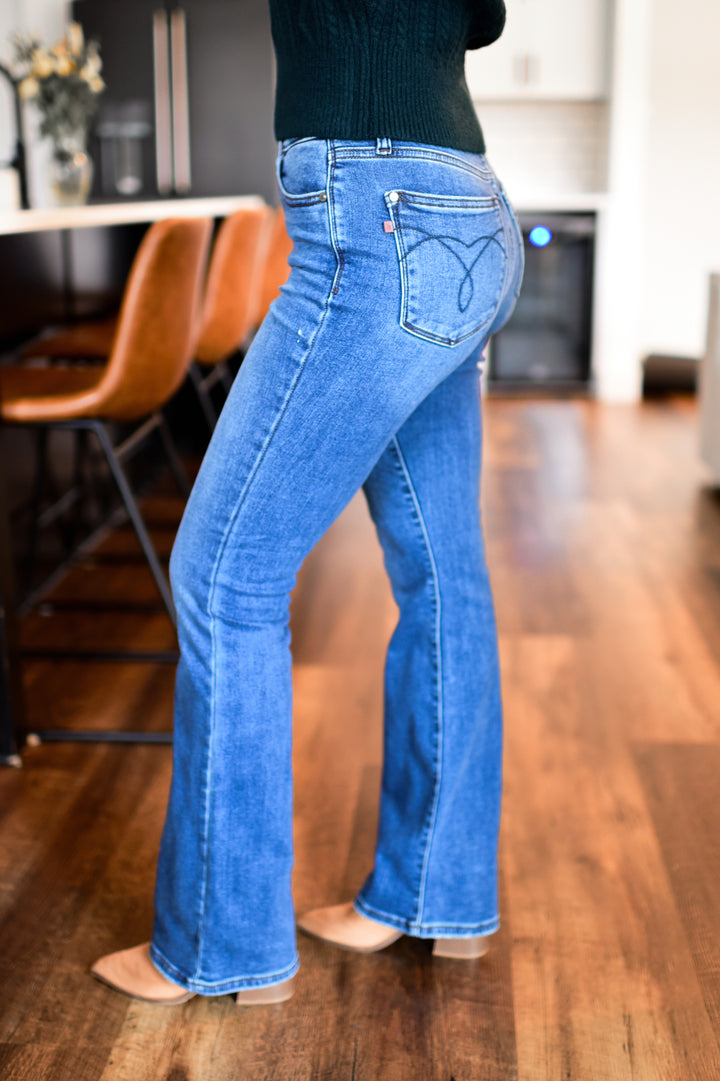 Judy Blue Thermal Bootcut Denim Jeans (Dark)