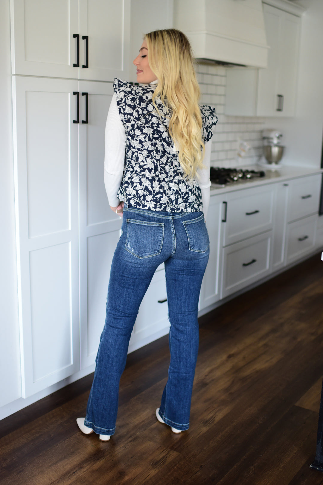 Quilted Gardens Floral Vest (Navy)