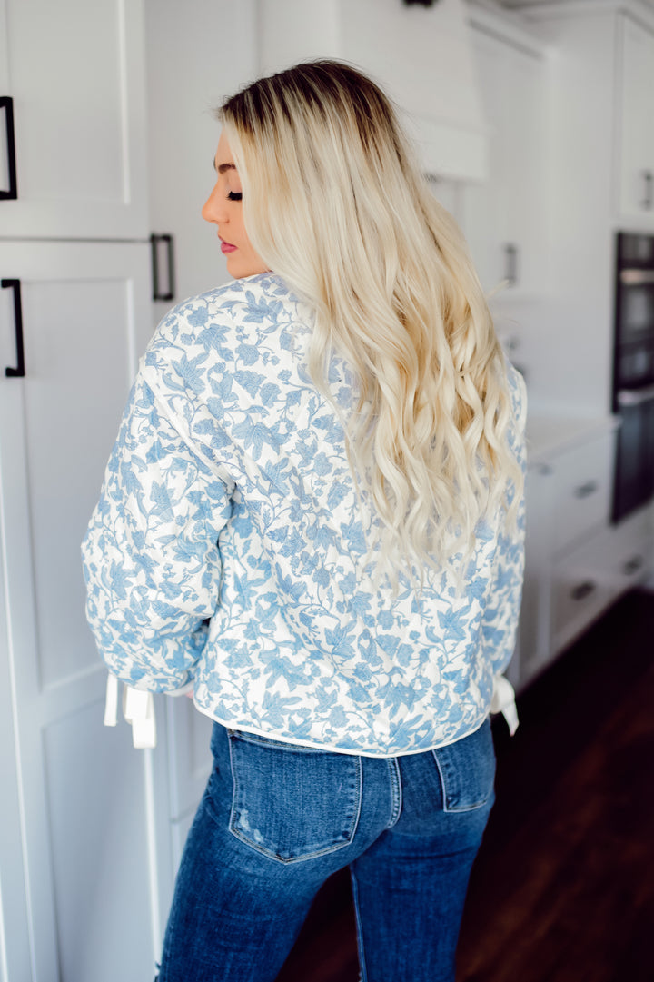 Sweet Stitch Floral Jacket (Ivory/Blue)