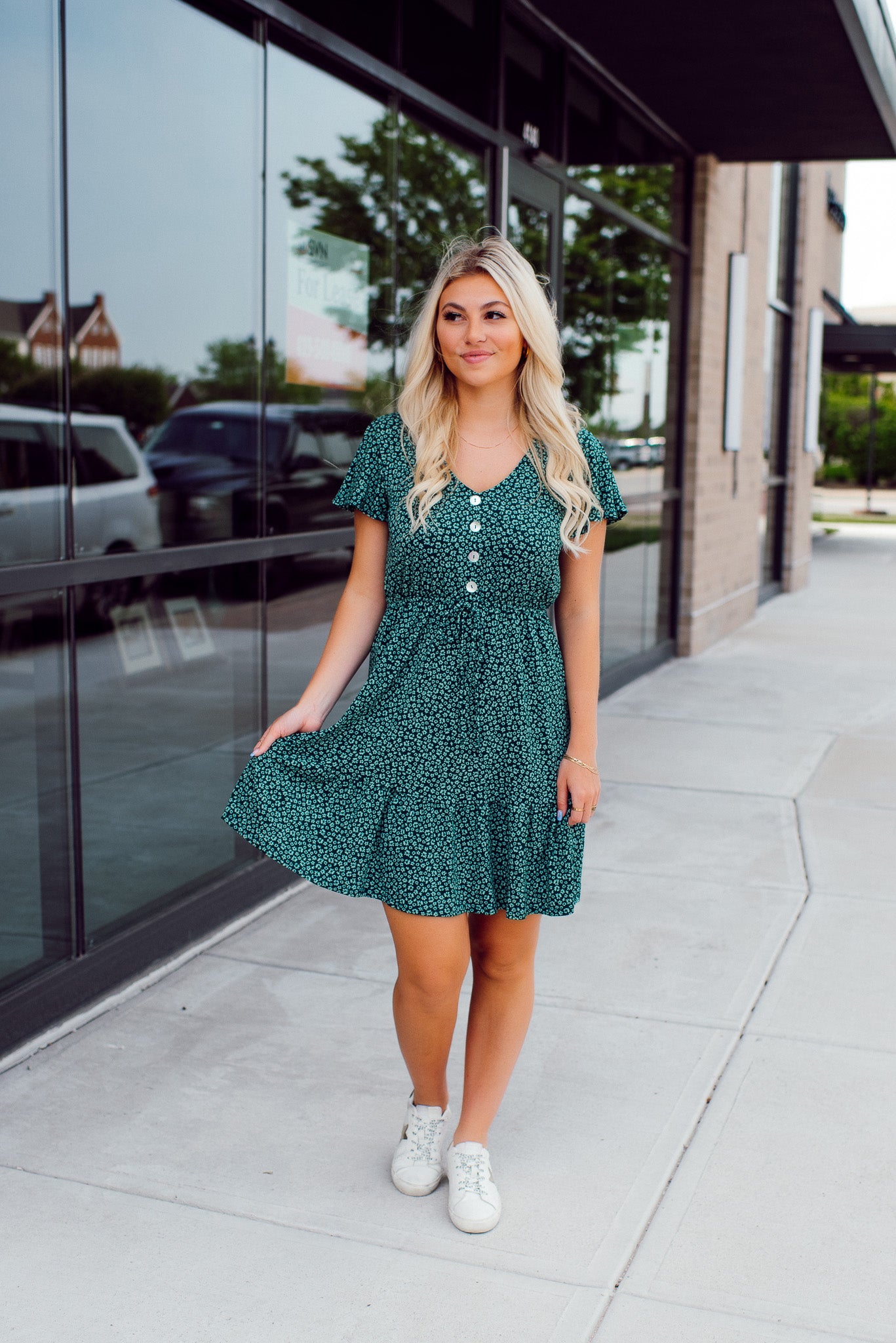 All Things Green Floral Dress