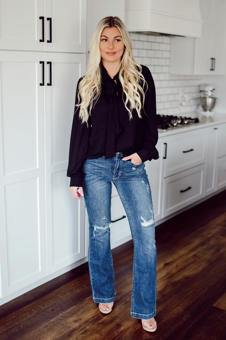 Black Ribbon Top (Black)