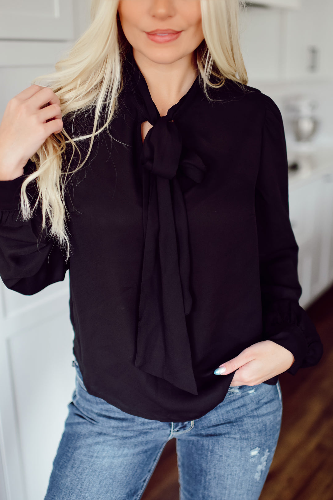 Black Ribbon Top (Black)