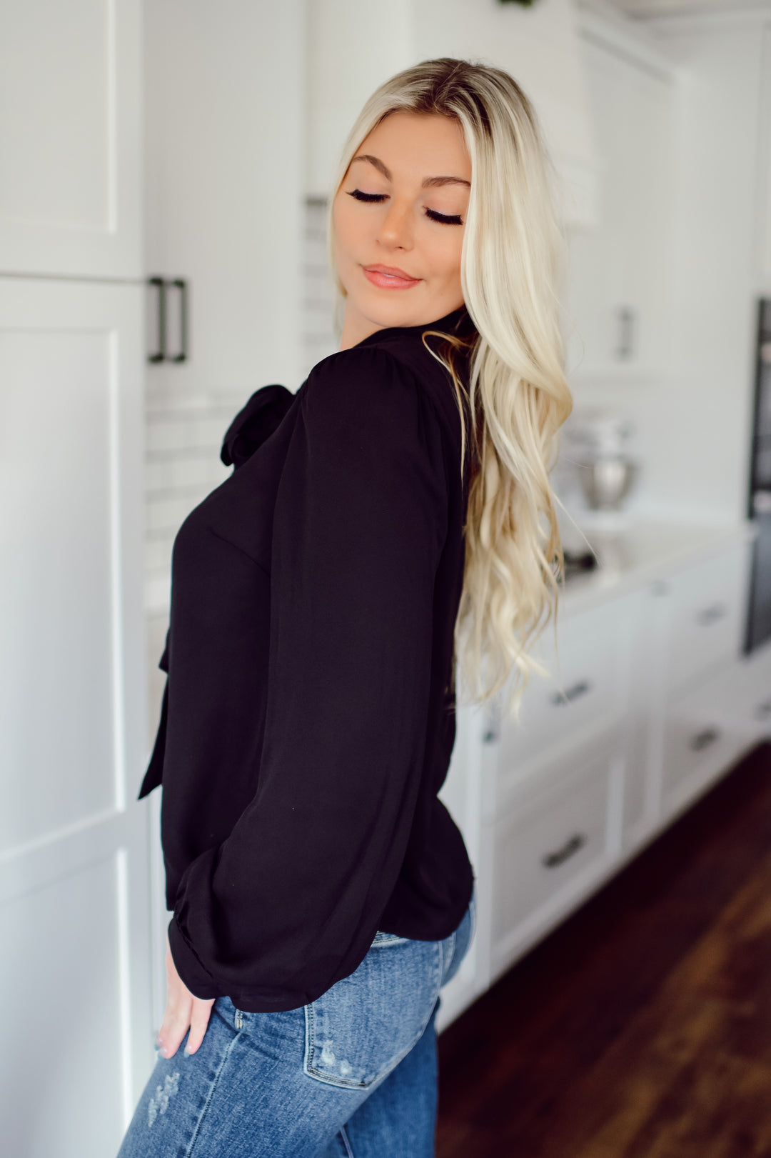 Black Ribbon Top (Black)