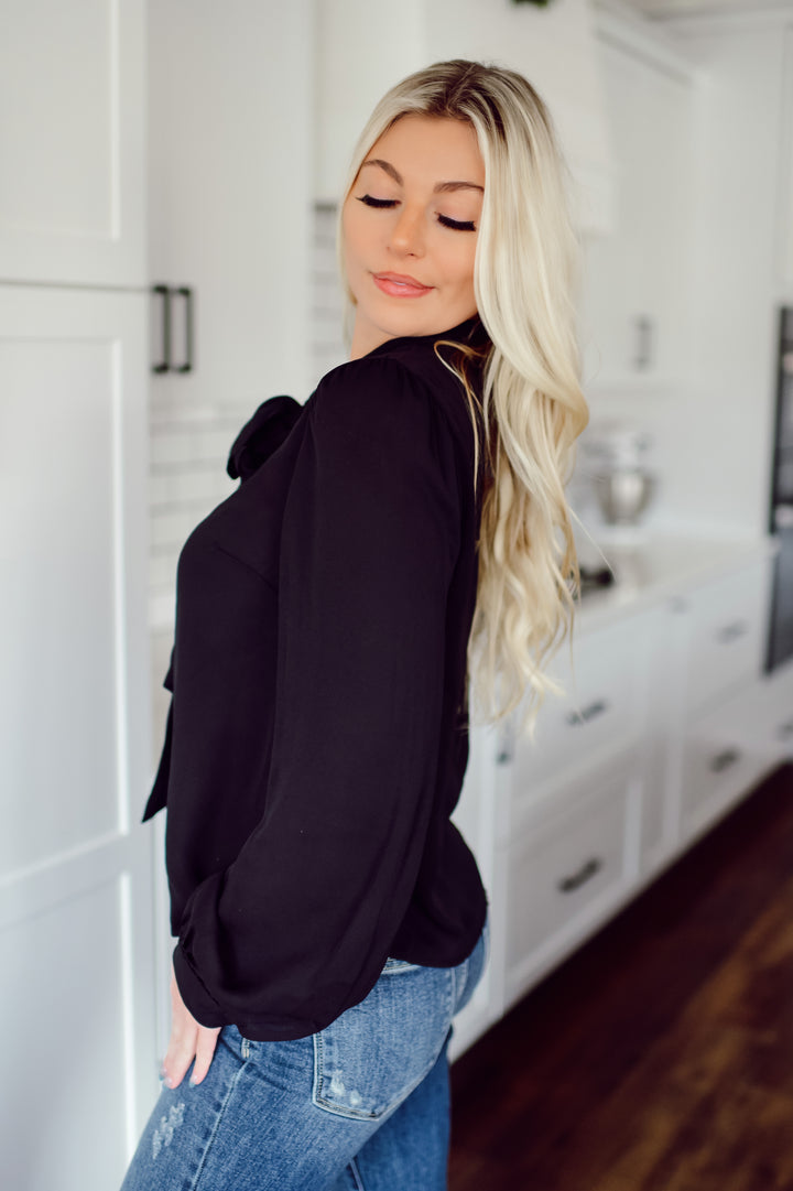 Black Ribbon Top (Black)