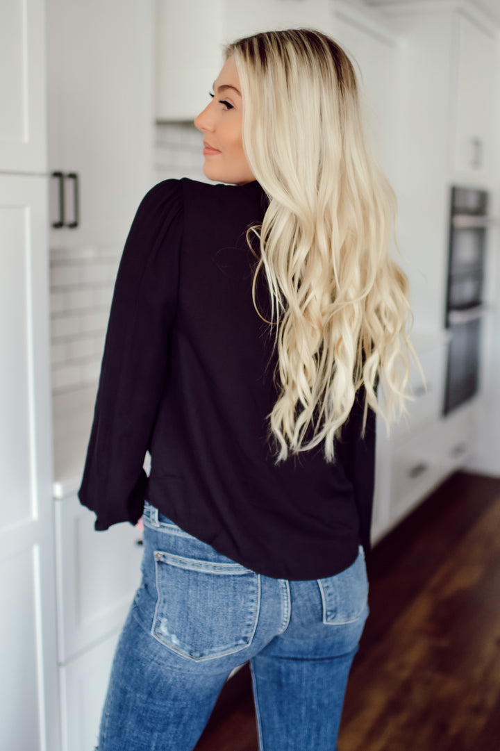 Black Ribbon Top (Black)