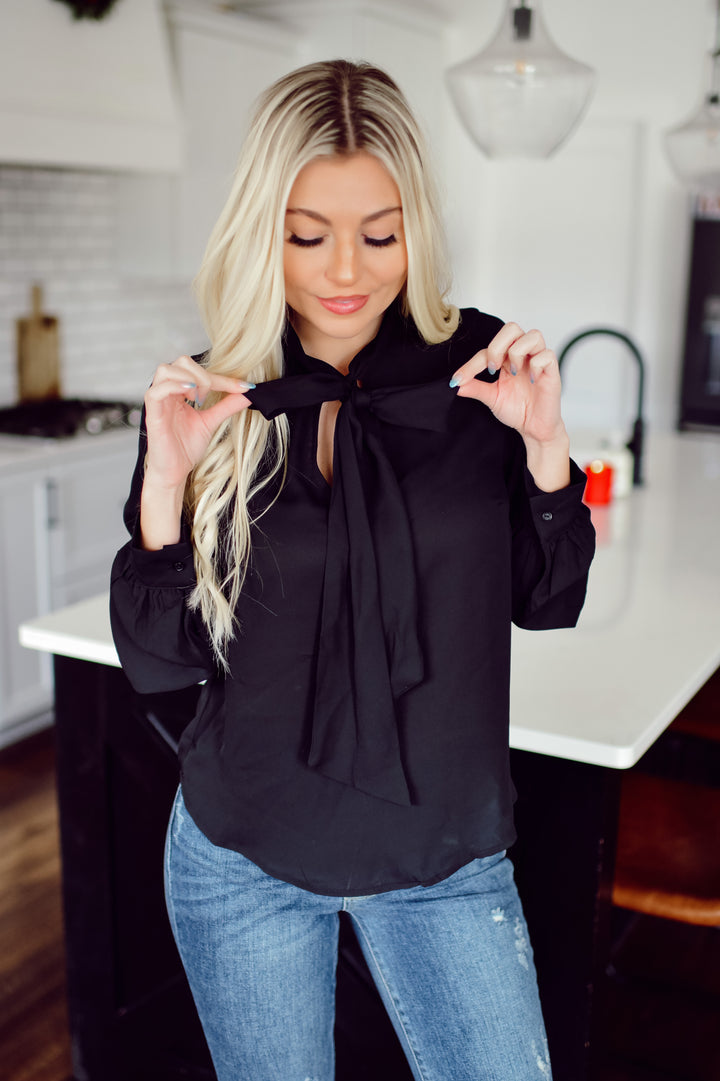 Black Ribbon Top (Black)