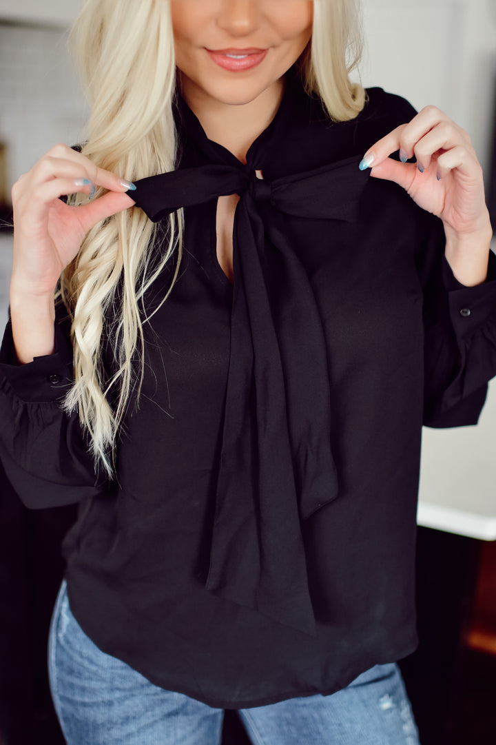 Black Ribbon Top (Black)