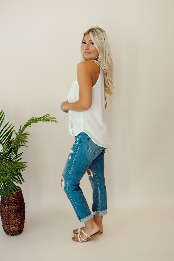 Sure Thing Surplice Tank (Ivory)