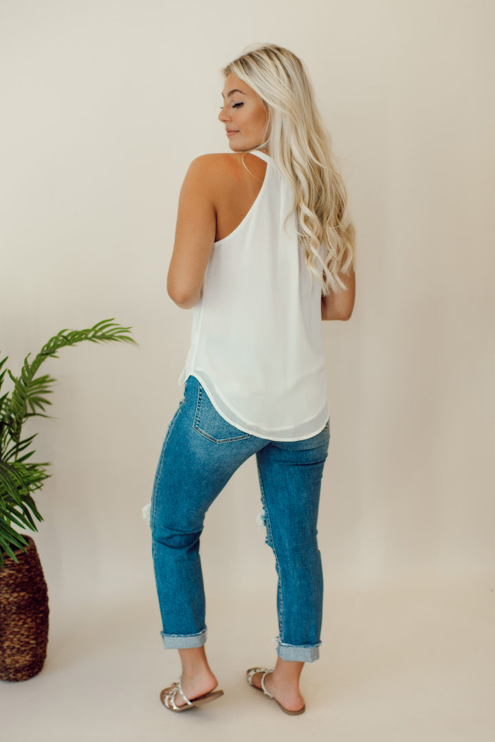 Sure Thing Surplice Tank (Ivory)